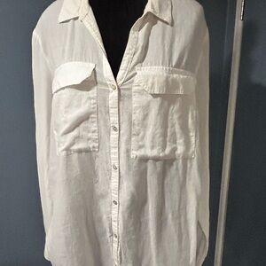 Nine West White Button-Up Shirt